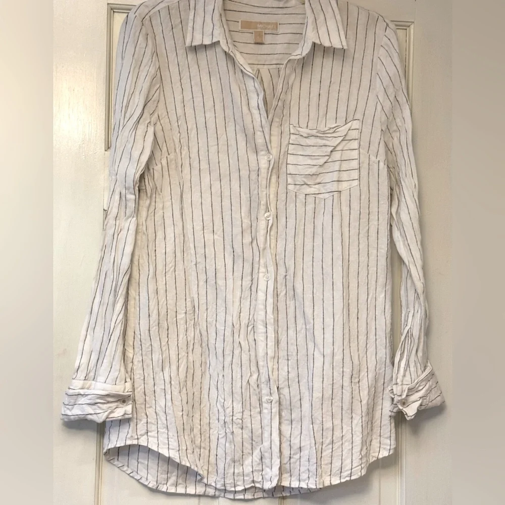 Michael Kors Navy and White Blouse‎ Chic Style